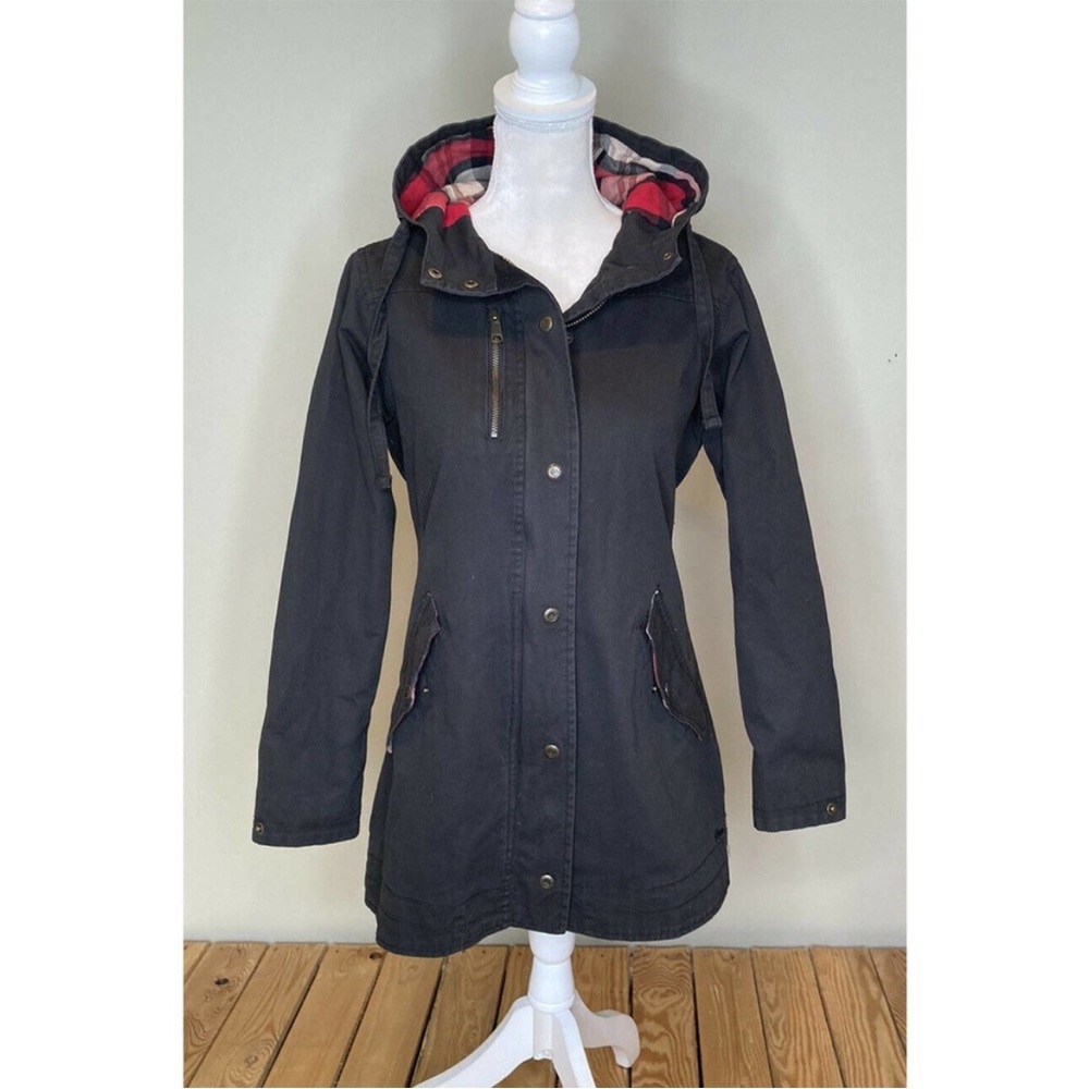 KAVU Full Zip Snap Lined Hooded Parka Jacket xs flannel